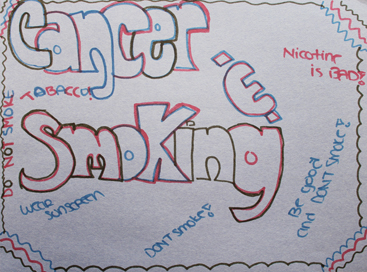 <div>
	During an activity in a recent pilot session of the program, children were asked to create a poster for young children to share information about the dangers of tobacco use and sun exposure.</div>
