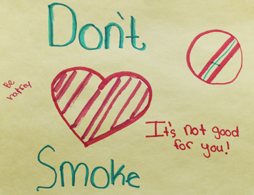 <div>
	During an activity in a recent pilot session of the program, children were asked to create a poster for young children to share information about the dangers of tobacco use and sun exposure.</div>
