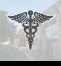 medical icon centered over an image of Rutgers Cancer Institute