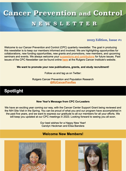 Cancer Prevention and Control Program Newsletters