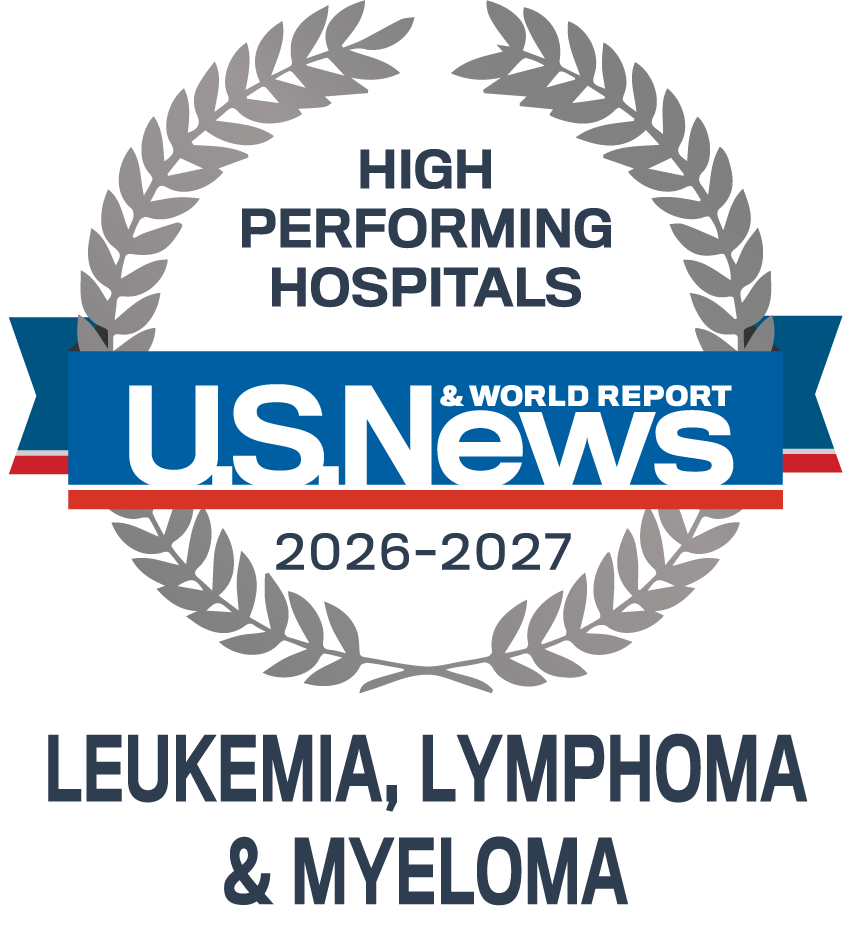 U.S. News and World Report Badge for High Performing Hospitals in Leukemia, Lymphoma and Myeloma 2026 to 2027