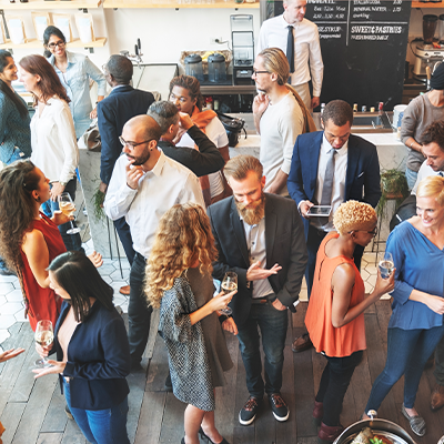 group of people socializing