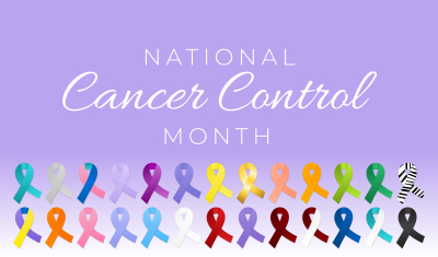 Cancer Control Month Banner w/ Ribbons