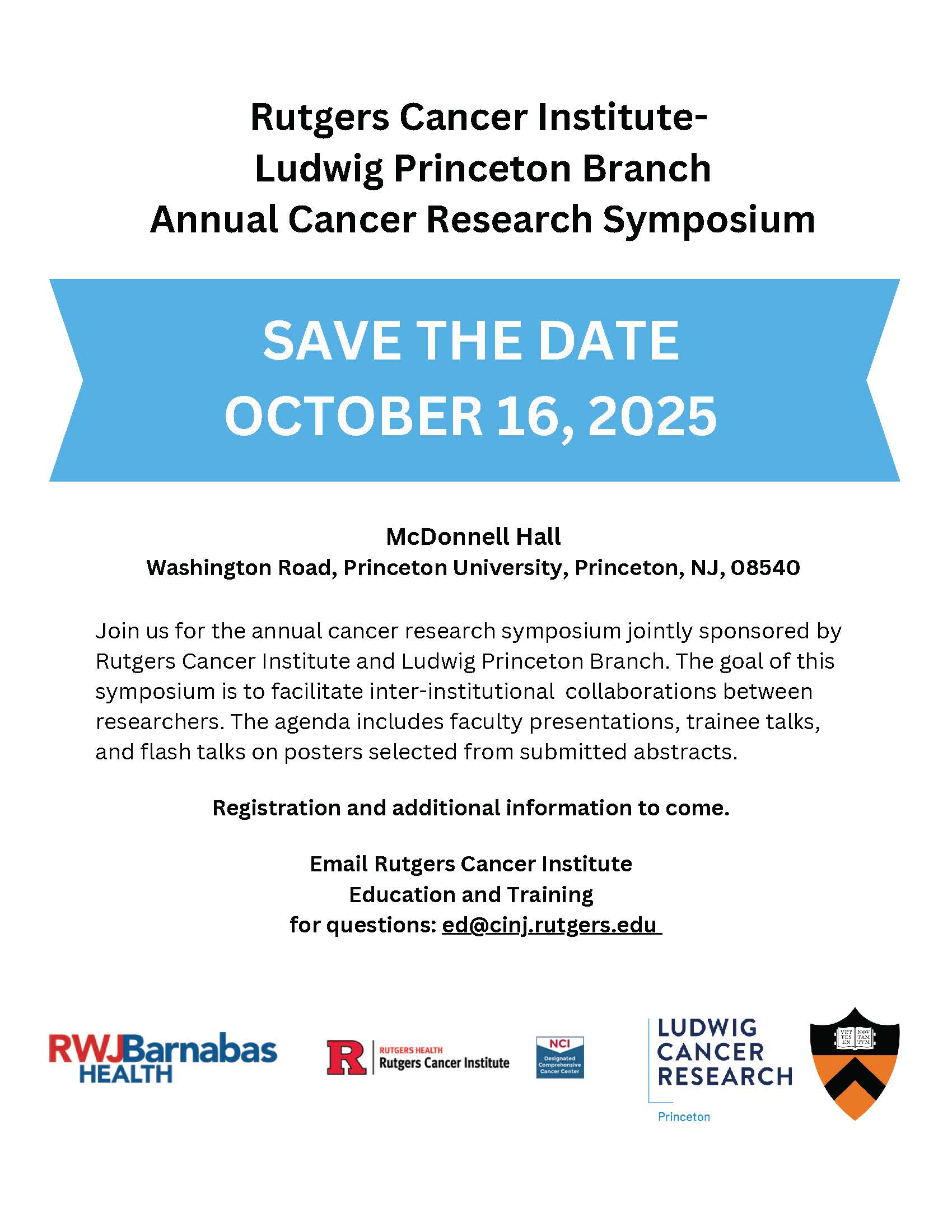 Ludwig Princeton Branch Annual Cancer Research Symposium Flyer