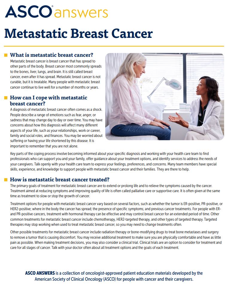 Metastatic Breast Cancer Resources | Rutgers Cancer Institute Of New Jersey