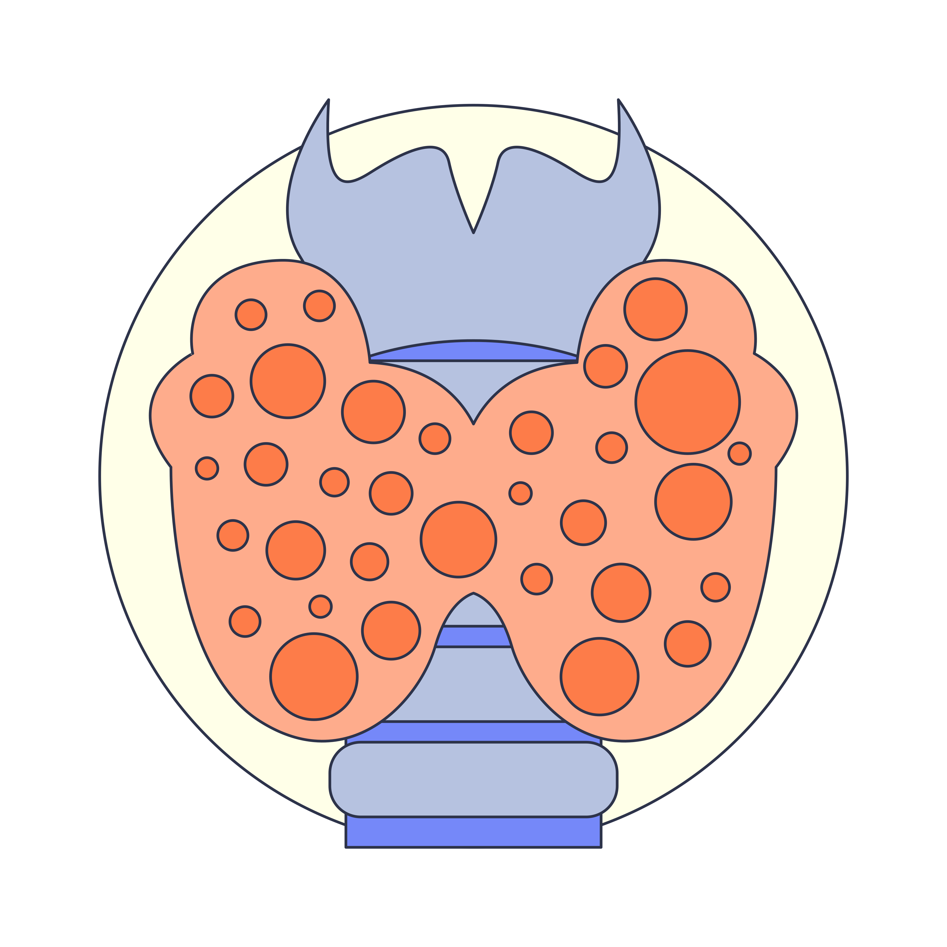Graphic cartoon of a thyroid