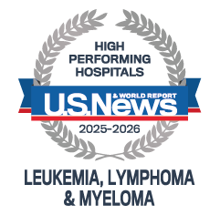 U.S. News and World Report Badge for High Performing Hospitals in Leukemia, Lymphoma and Myeloma